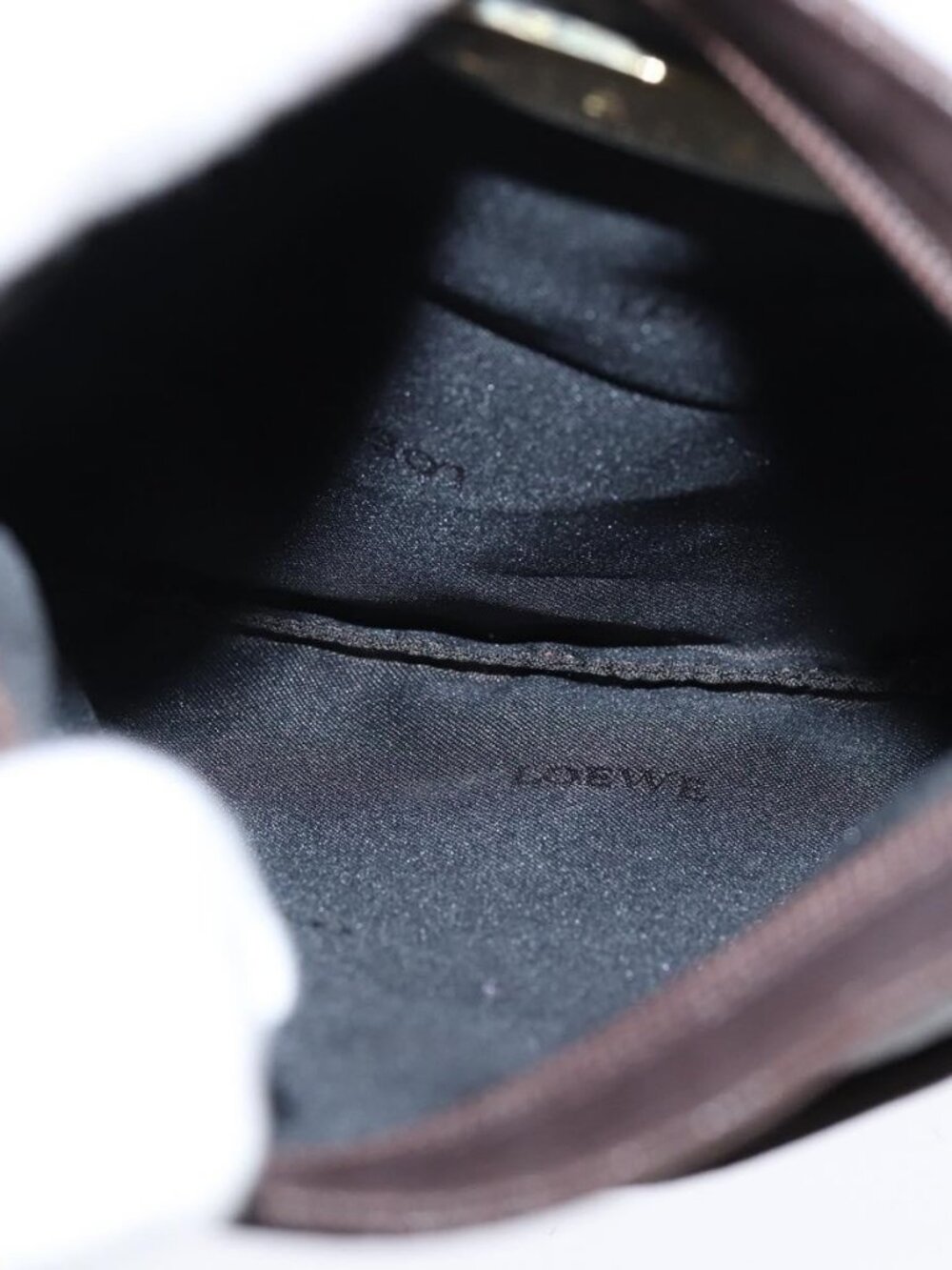 Authentic LOEWE Anagram Pouch Shoulder Bag Leather Dark Brown - Picture 3 of 16